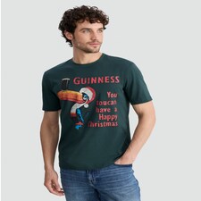 Guinness Toucan Christmas Print Pure Cotton T-Shirt in Green thumbnail 2