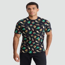 F&F Pure Cotton Festive Print Short Sleeved T-Shirt in Navy