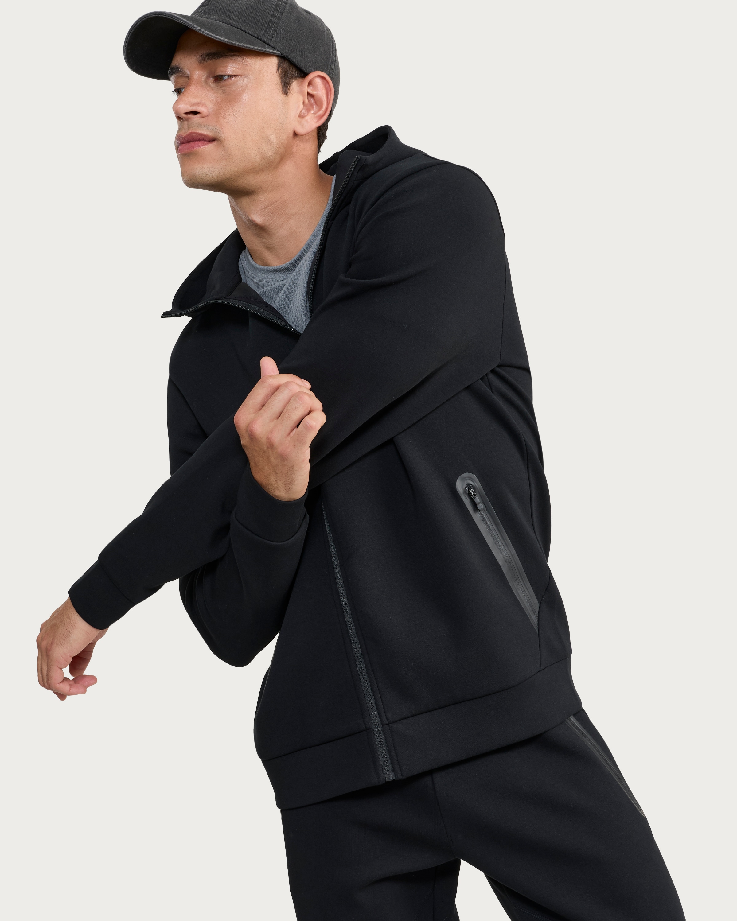 9 Peaks Hooded Full Zip Jacket in Black