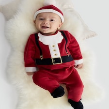 F&F Baby 2-Piece Cotton Rich Fleece Santa Outfit in Red
