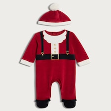F&F Baby 2-Piece Cotton Rich Fleece Santa Outfit in Red thumbnail 3