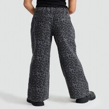 F&F Girls Pure Cotton Leopard Print Wide Leg Jeans in Grey thumbnail 3