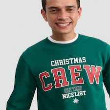 F&F Cotton Rich Christmas Crew Slogan Sweatshirt in Green