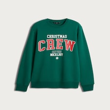 F&F Cotton Rich Christmas Crew Slogan Sweatshirt in Green thumbnail 4
