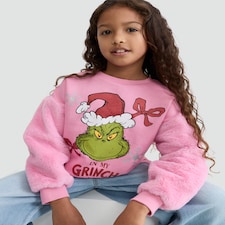 The Grinch Cotton Rich Slogan Sweatshirt in Pink
