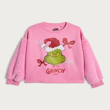 The Grinch Cotton Rich Slogan Sweatshirt in Pink thumbnail 4