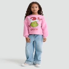 The Grinch Cotton Rich Slogan Sweatshirt in Pink thumbnail 2
