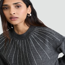 F&F Diamanté Embellished Long Sleeved Tunic in Grey