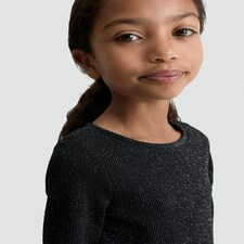 F&F Girls 2-Piece Ribbed Glitter Top and Flared Legging Set in Black thumbnail 2