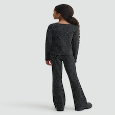 F&F Girls 2-Piece Ribbed Glitter Top and Flared Legging Set in Black thumbnail 3