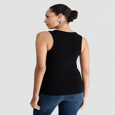 F&F Metallic Ribbed Crew Neck Racer Vest in Black thumbnail 3