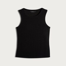 F&F Metallic Ribbed Crew Neck Racer Vest in Black thumbnail 4