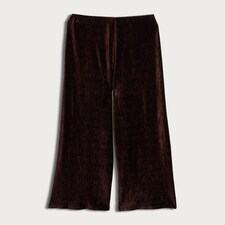 F&F Velvet Textured Wide Leg Co-Ord Trousers in Brown thumbnail 4