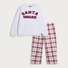 F&F Santa Squad Matching Family Christmas Pyjamas in Grey Marl thumbnail 4