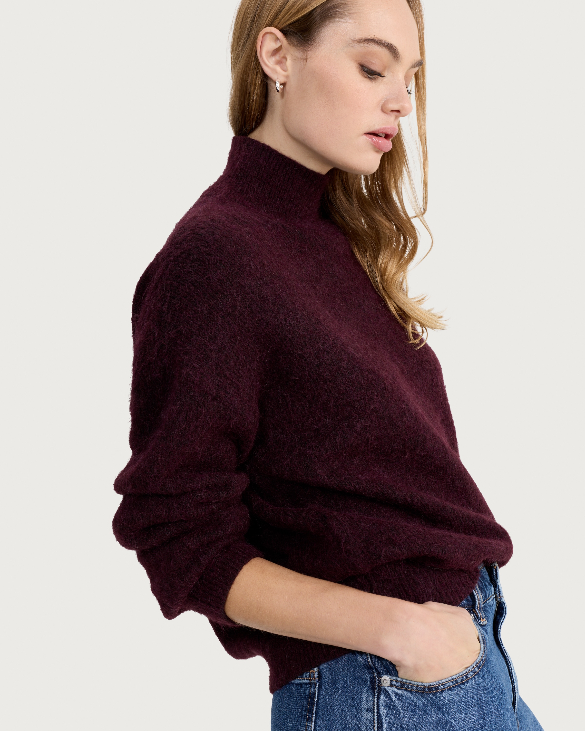 F&F Knitted Turtle Neck Jumper in Burgundy