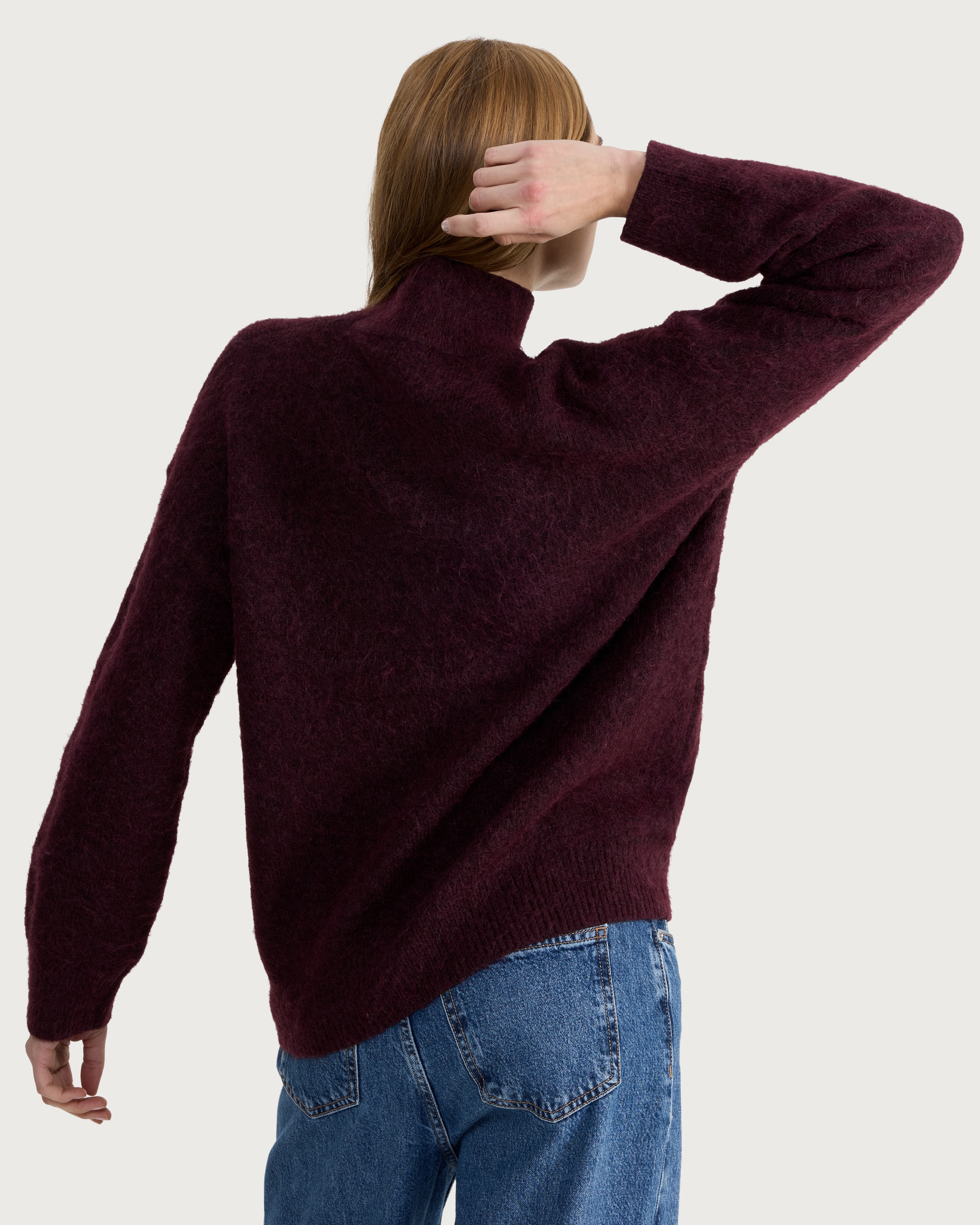 F&F Knitted Turtle Neck Jumper in Burgundy thumbnail 3
