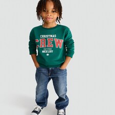 F&F Boys Cotton Rich Christmas Crew Sweatshirt in Green thumbnail 2