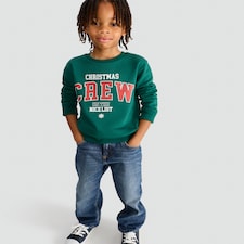 F&F Boys Cotton Rich Christmas Crew Sweatshirt in Green thumbnail 2