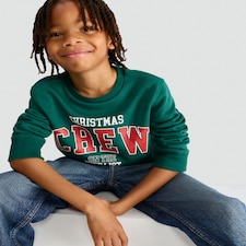 F&F Boys Cotton Rich Christmas Crew Sweatshirt in Green