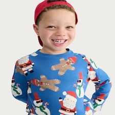 F&F Boys Pure Cotton Christmas Printed T-Shirt in Blue