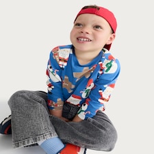 F&F Boys Pure Cotton Christmas Printed T-Shirt in Blue thumbnail 2