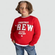 F&F Boys Cotton Rich Christmas Crew Sweatshirt in Red
