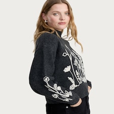 F&F Textured Floral Embroidered Jumper in Grey