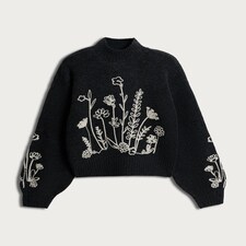 F&F Textured Floral Embroidered Jumper in Grey thumbnail 4