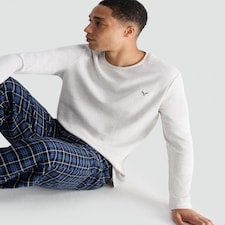 F&F Cotton Rich Long Sleeved Top and Check Bottoms Pyjama Set in Multi