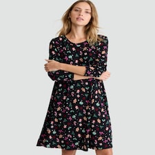 F&F Christmas Print Long Sleeved Mini Dress in Multi Black