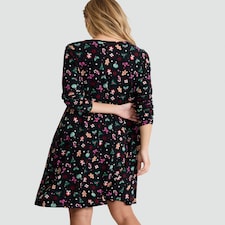 F&F Christmas Print Long Sleeved Mini Dress in Multi Black thumbnail 3