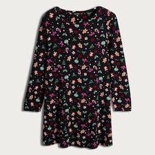 F&F Christmas Print Long Sleeved Mini Dress in Multi Black thumbnail 4