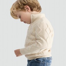 F&F Boys 2-Piece Cable Knit Jumper and Jeans Set in Cream thumbnail 2