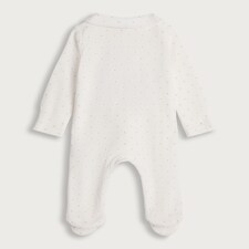 F&F Baby Cotton Rich My First Christmas Slogan Sleepsuit in White thumbnail 2