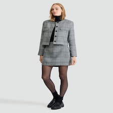F&F Check Cropped Jacket in Black thumbnail 2