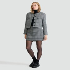 F&F Check Cropped Jacket in Black thumbnail 2