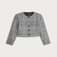 F&F Check Cropped Jacket in Black thumbnail 4