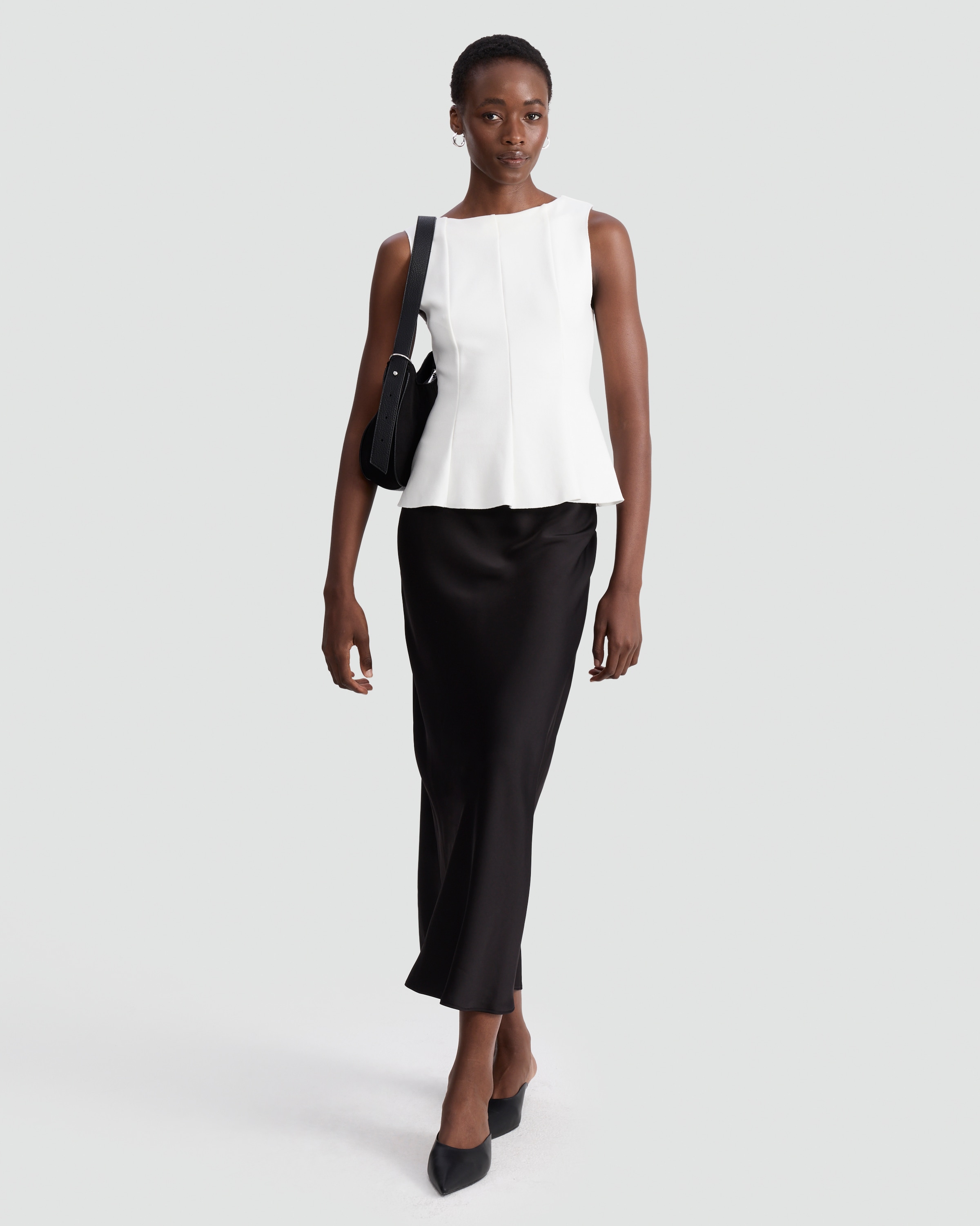 F&F Pleated Sleeveless Peplum Top in Cream thumbnail 2