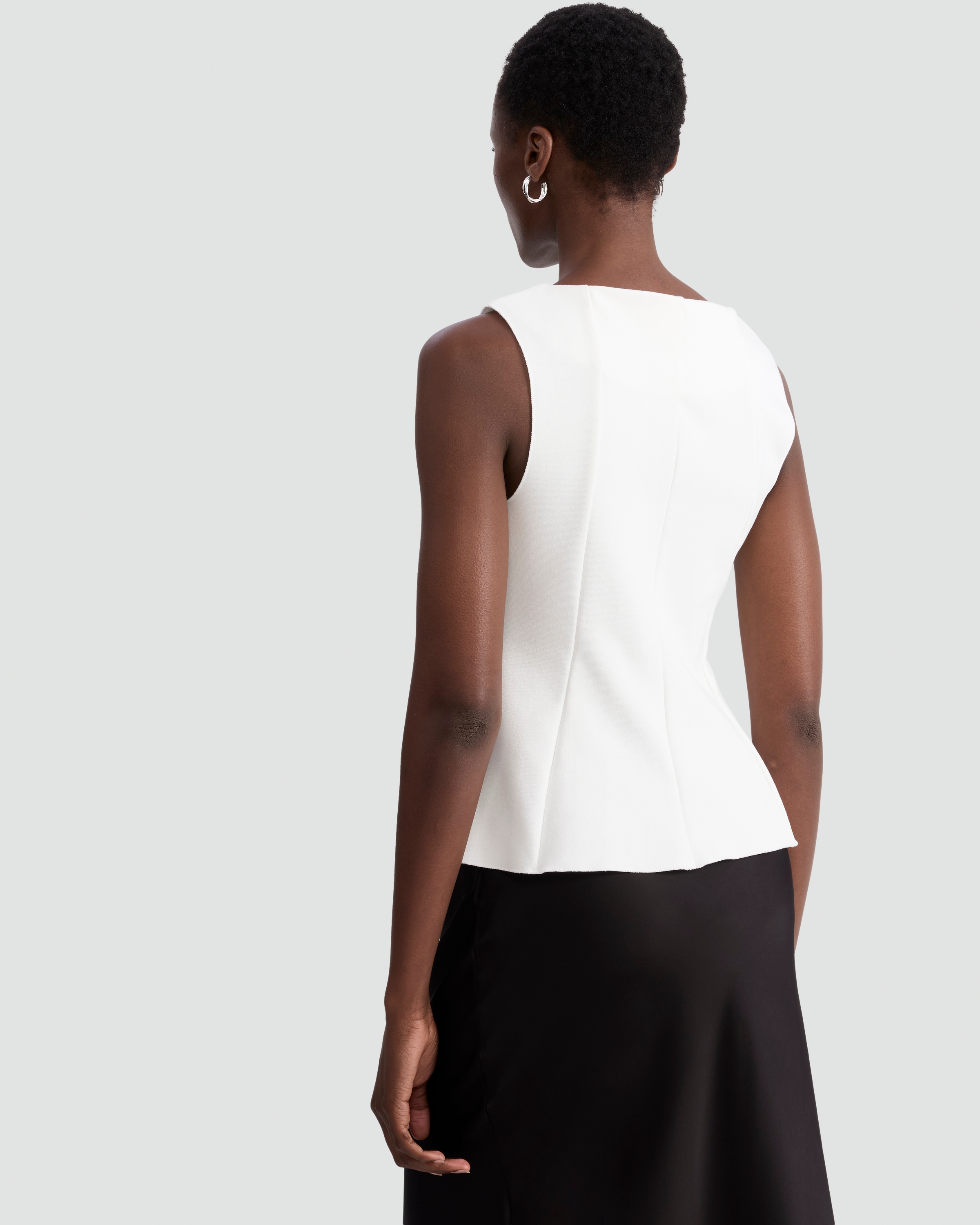 F&F Pleated Sleeveless Peplum Top in Cream thumbnail 3