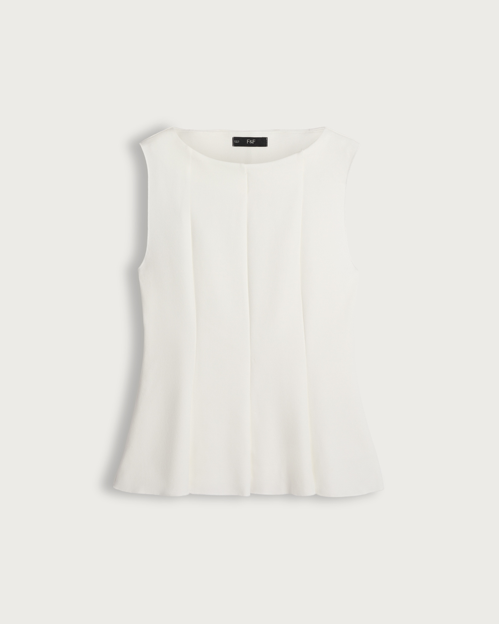 F&F Pleated Sleeveless Peplum Top in Cream thumbnail 4
