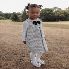 F&F x Samantha Faiers 3-Piece Tweed Dress, Bodysuit and Tights Set in Grey Marl thumbnail 2