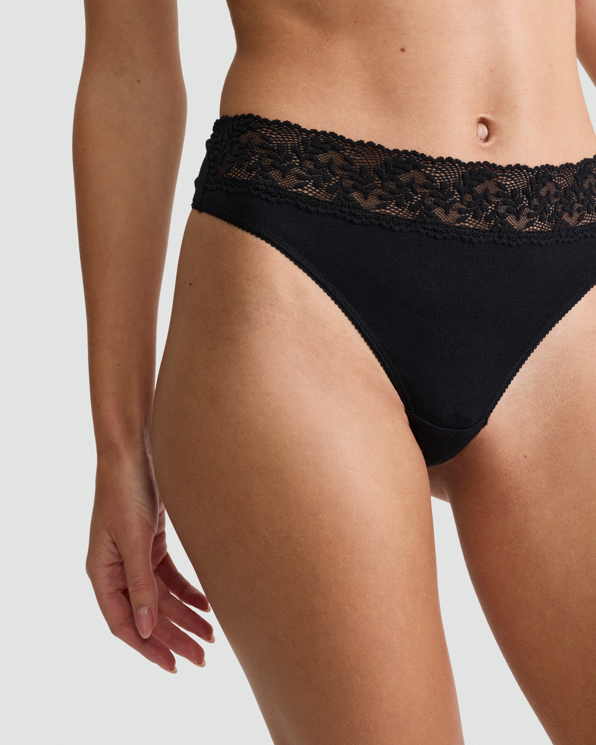 F&F 5-Pack Cotton Rich Lace Trim Thongs in Nude