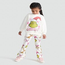 The Grinch Cotton Rich Sweatshirt and Leggings in Cream thumbnail 2