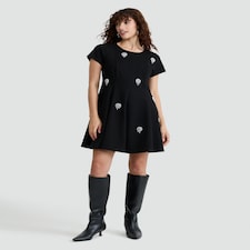 The F&F Edit Diamanté Embellished Fit and Flare Dress in Black