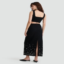 The F&F Edit Diamanté Embellished Co-ord Midi Skirt in Black thumbnail 3