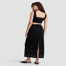 The F&F Edit Diamanté Embellished Co-ord Midi Skirt in Black thumbnail 3