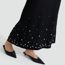 The F&F Edit Diamanté Embellished Co-ord Midi Skirt in Black thumbnail 2