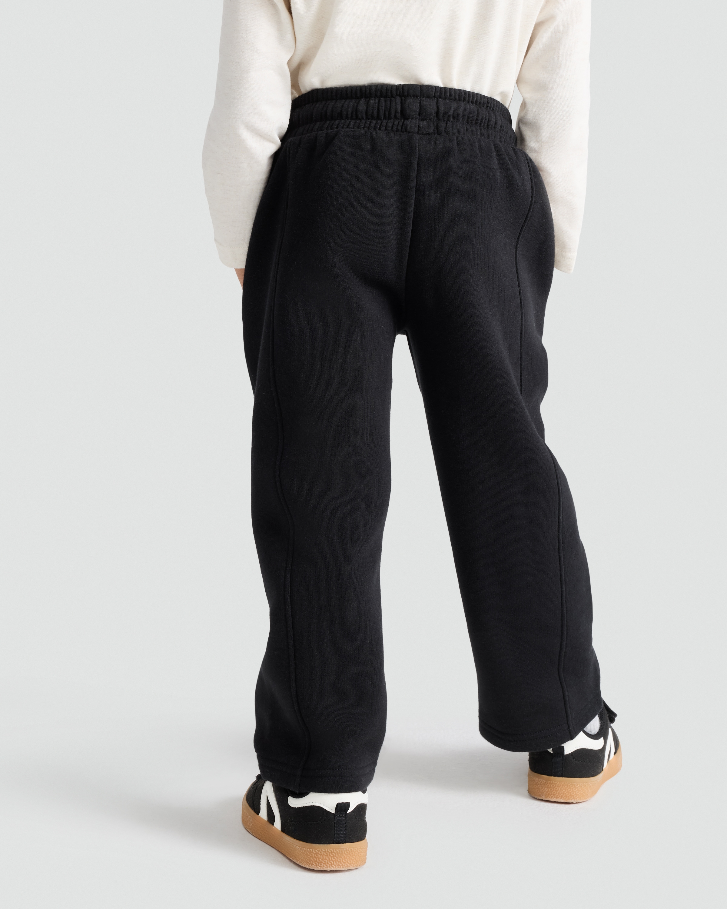 F&F Boys Cotton Rich Wide Leg Drawstring Joggers in Black thumbnail 3