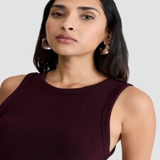 F&F Metallic Ribbed Crew Neck Racer Vest in Burgundy thumbnail 2