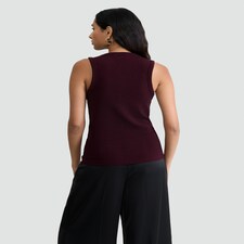 F&F Metallic Ribbed Crew Neck Racer Vest in Burgundy thumbnail 3